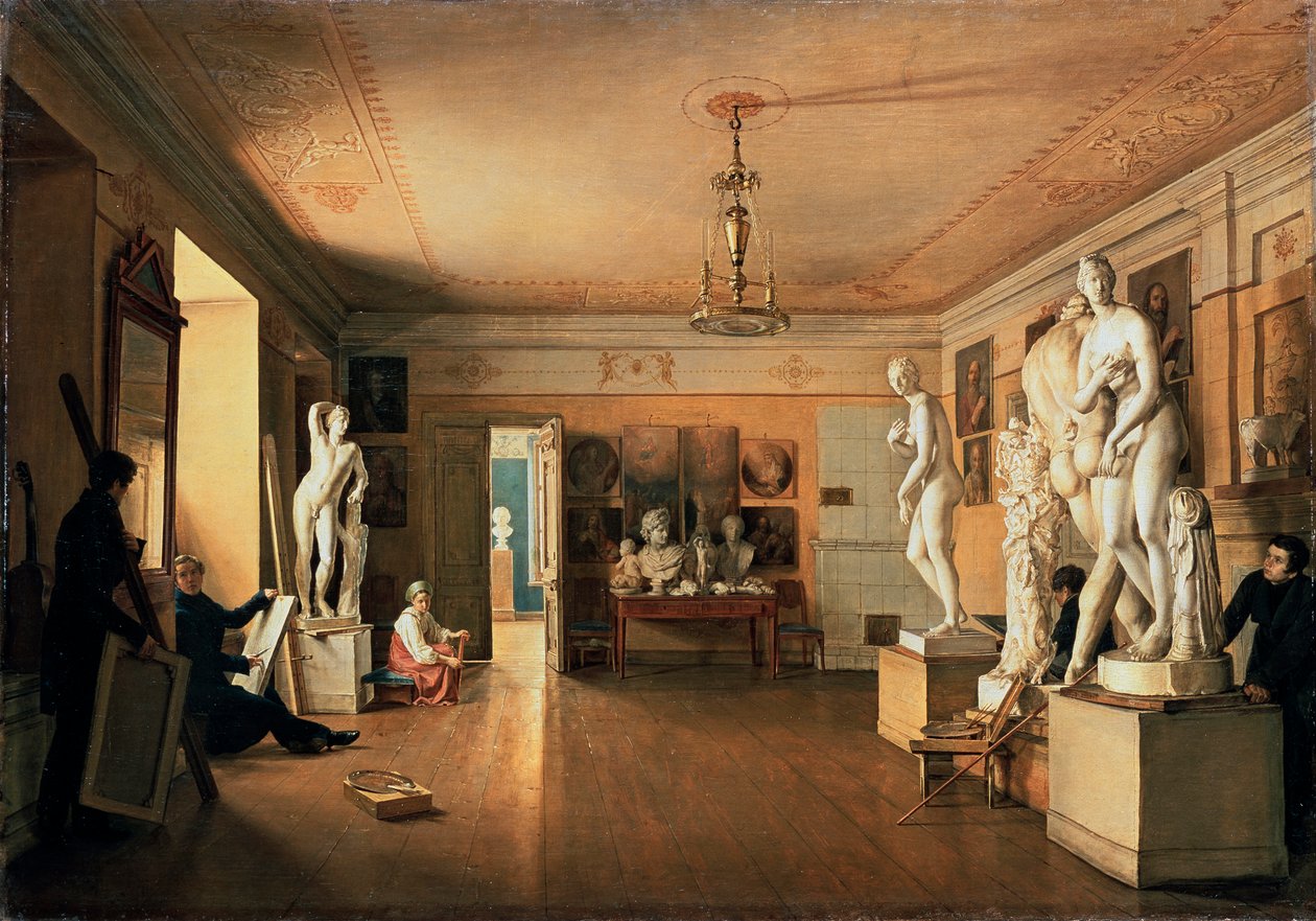 Alekszej Venecianov művész műhelye Szentpéterváron, 1827. alkotó: Alexander Alexeyev