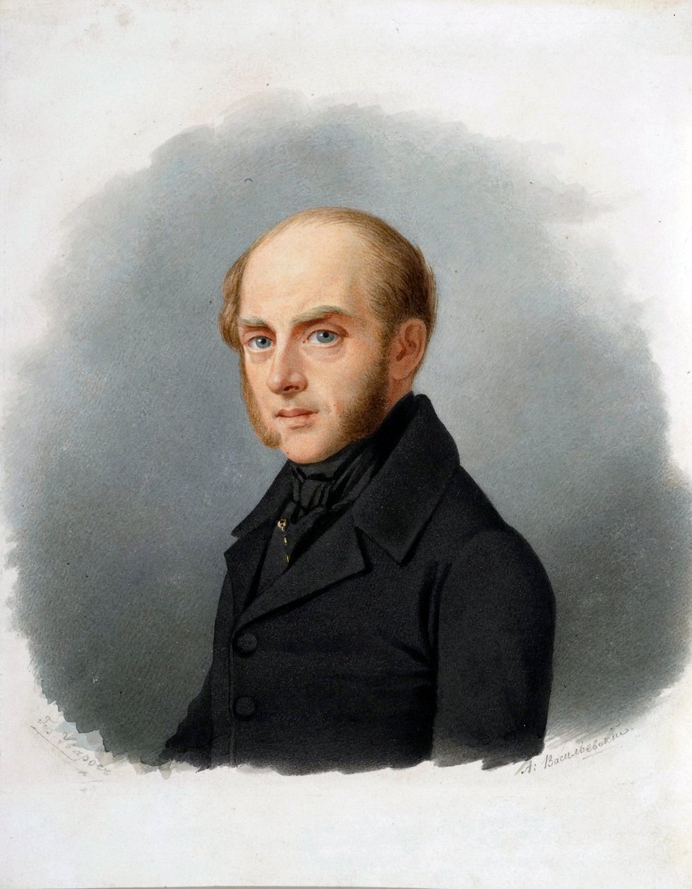 Szergej Ouvarov gróf (1786-1855), orosz államférfi portréja - Alekszandr Alekszejevics Vasziljevszkij (1794-1849) akvarell kartonon, 1840-es évek eleje - Szergej Szemionovics Uvarov gróf (1786-1855) portréja - Alekszand akvarell kartonon alkotó: Alexander Alexeyevich Vasilyevsky