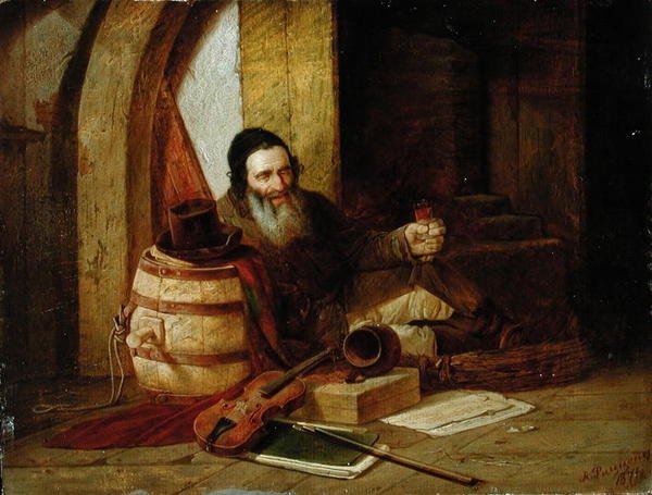 Egy zsidó hegedűs nyugalomban, 1871 alkotó: Alexander Antonovich Rizzoni