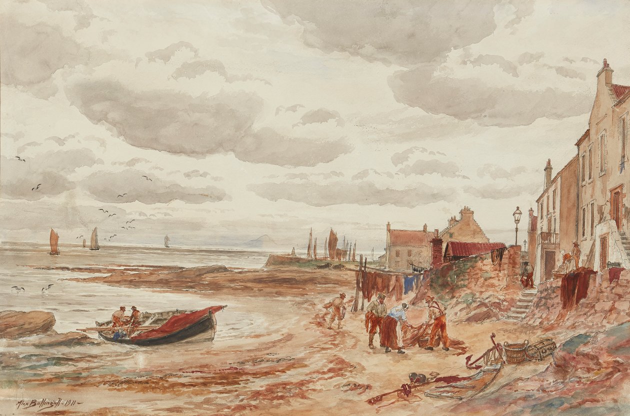 Délután, Buckhaven (ceruza és akvarell) alkotó: Alexander Ballingall