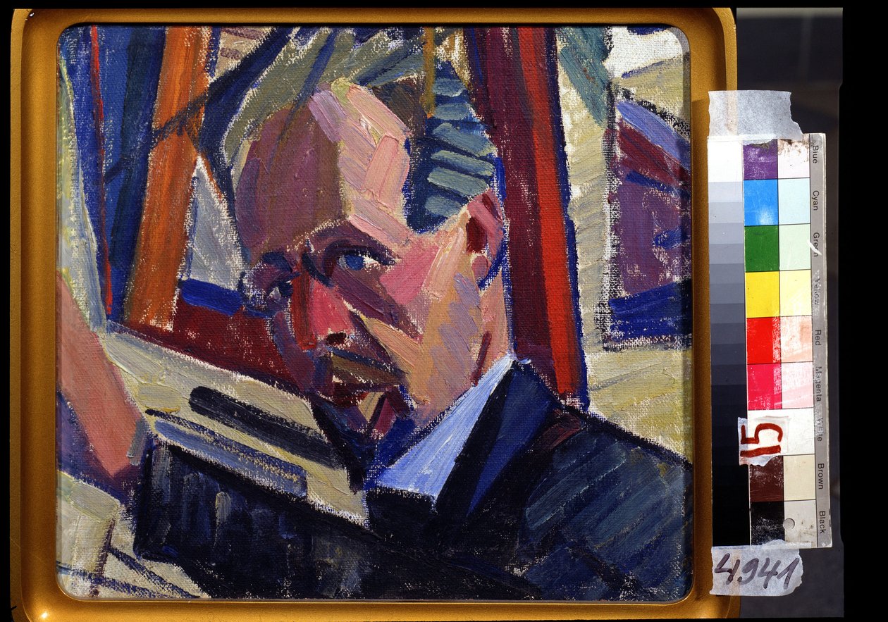 Önarckép. Alekszandr Konstantinovics Bogomazov (1880-1930) festménye. Olaj, vászon, 30,5 x 33 cm alkotó: Alexander Bogomazov