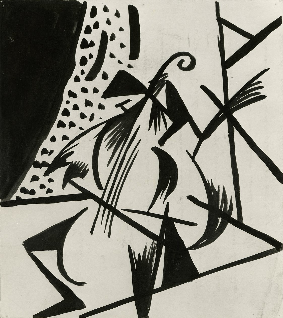 Zenész, 1914-1915 körül (toll és indiai tinta papíron) alkotó: Alexander Bogomazov