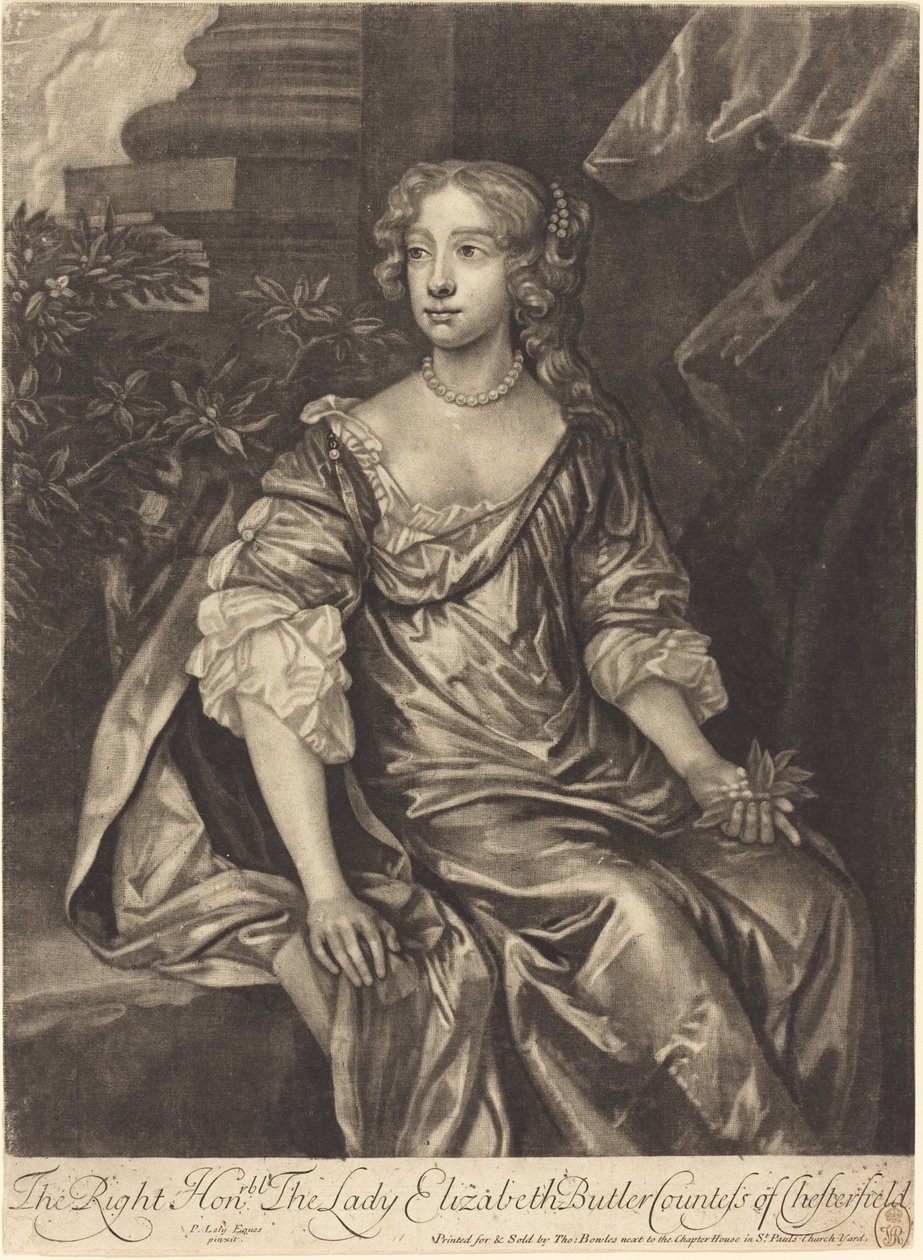 A helyes tisztelt hölgy Elizabeth Butler, Chesterfield grófnője alkotó: Alexander Browne after Sir Peter Lely