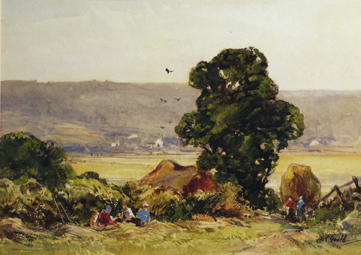 Szénakészítés (akvarell papíron) alkotó: Alexander Carruthers Gould