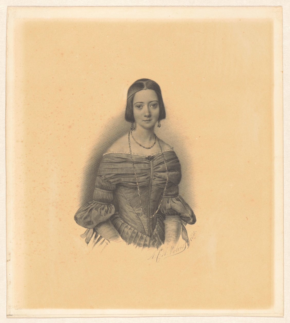 Antoinette Marie Henriette Jeanne Reigersman, Jonkheer, Pieter van den Brandeler feleségének portréja alkotó: Alexander Cesar August Valois (signed by artist)