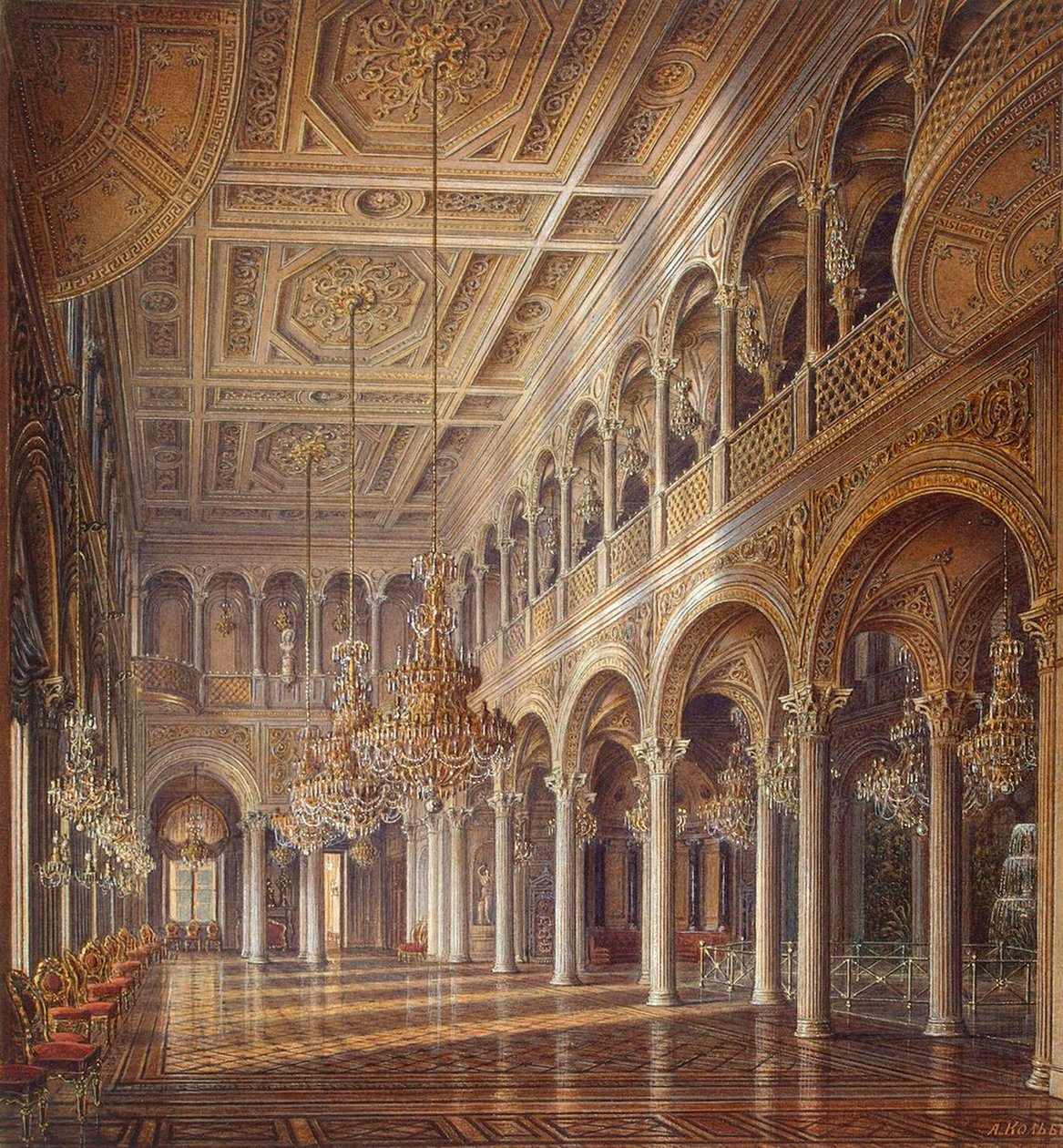 A Kis Remete belső terei, a Pavilon terem, XIX. század közepe. alkotó: Alexander Chrisophorovich Kolb