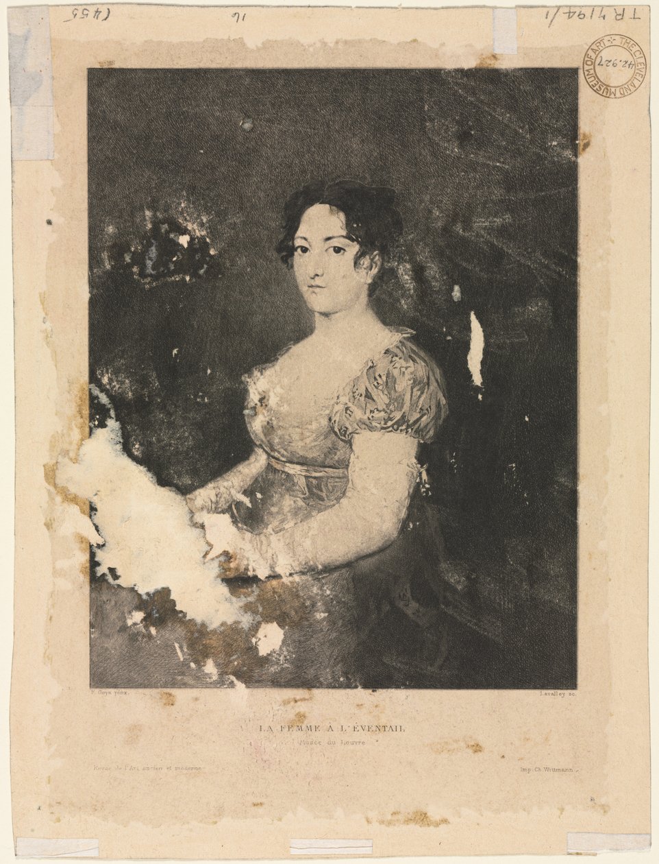 A nő legyezővel, Goya után (verso) alkotó: Alexander Claude Louis Lavalley
