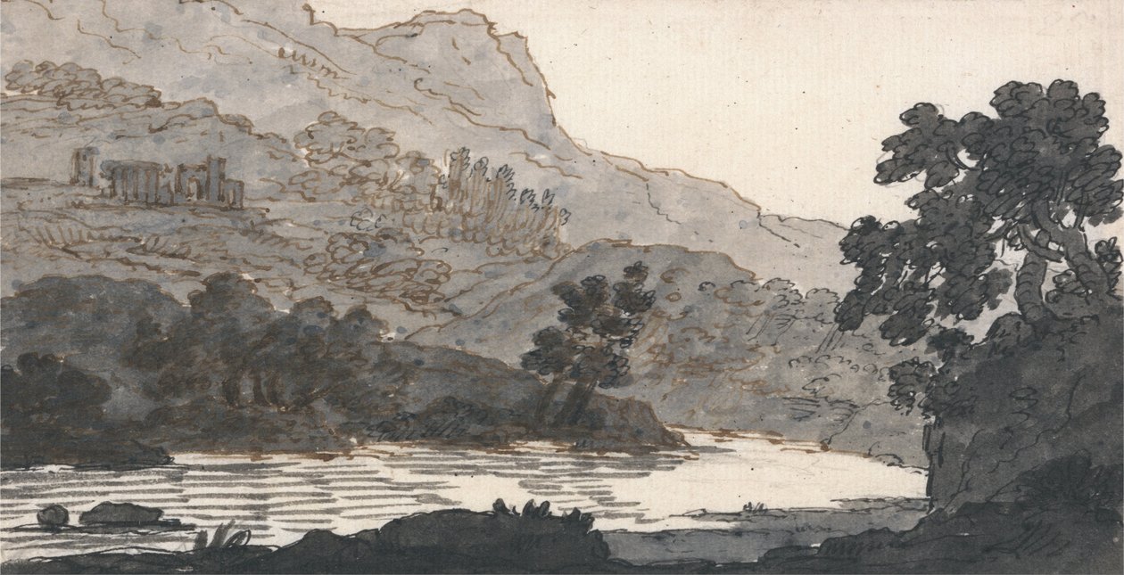 Folyó és hegy, romokkal alkotó: Alexander Cozens