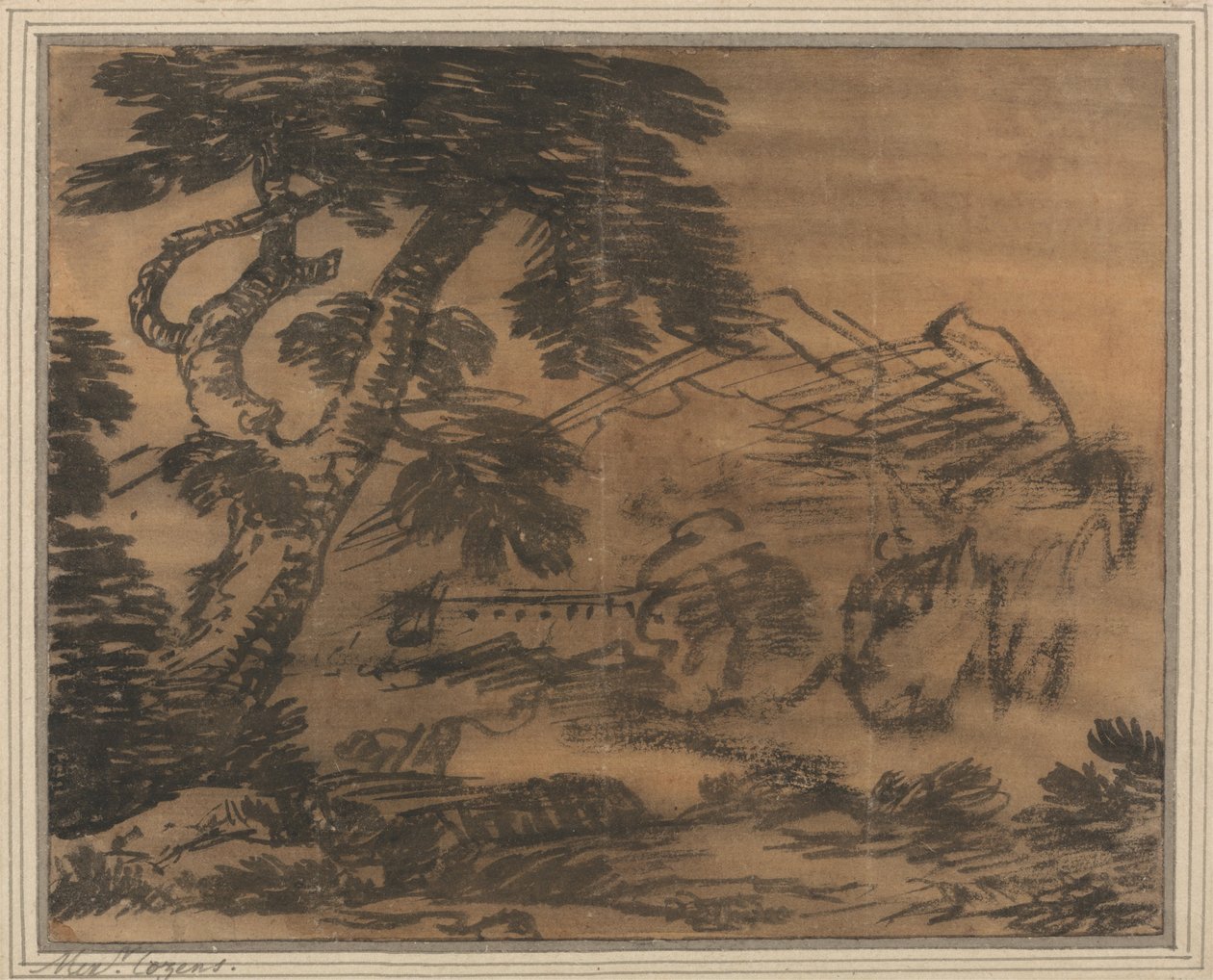 Fa és távoli dombok alkotó: Alexander Cozens