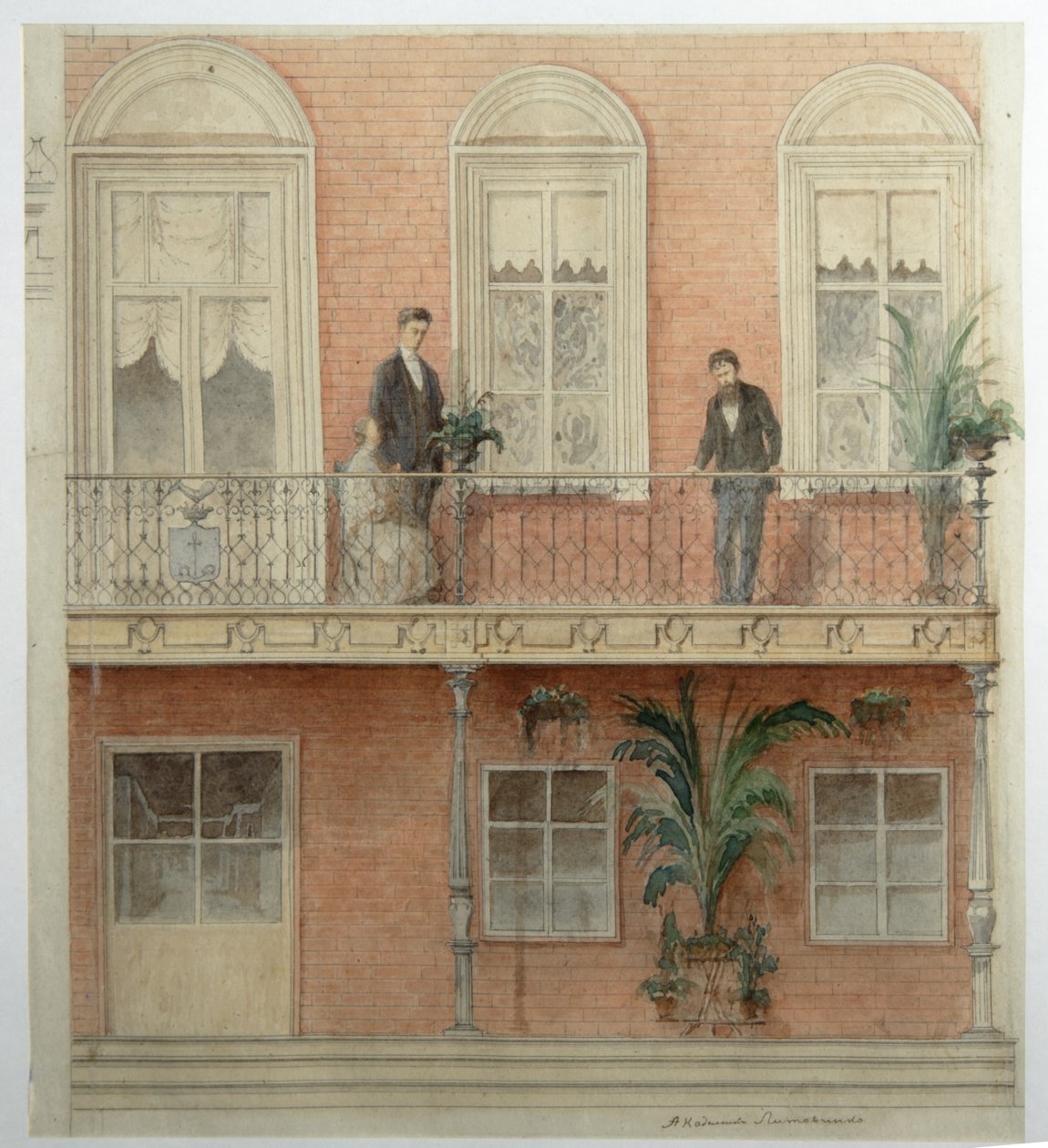 A Schwarz családok házának erkélyprojektje a Bely Kolodets birtokban, 1875 alkotó: Alexander Dmitrievich Litovchenko