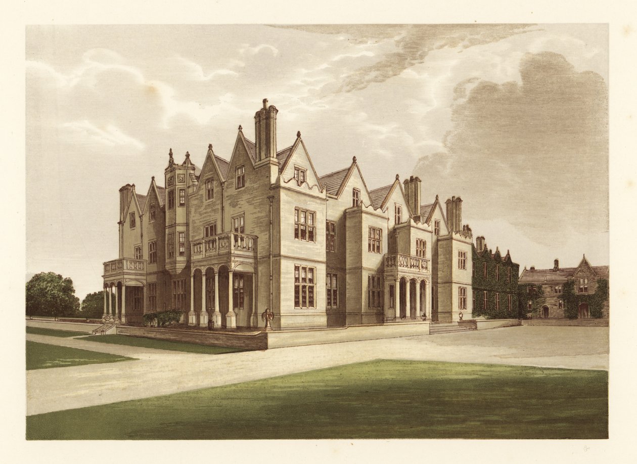 Acton Reynald Hall, Shropshire, Anglia. ,1880 (metszet) alkotó: Alexander Francis (after) Lydon