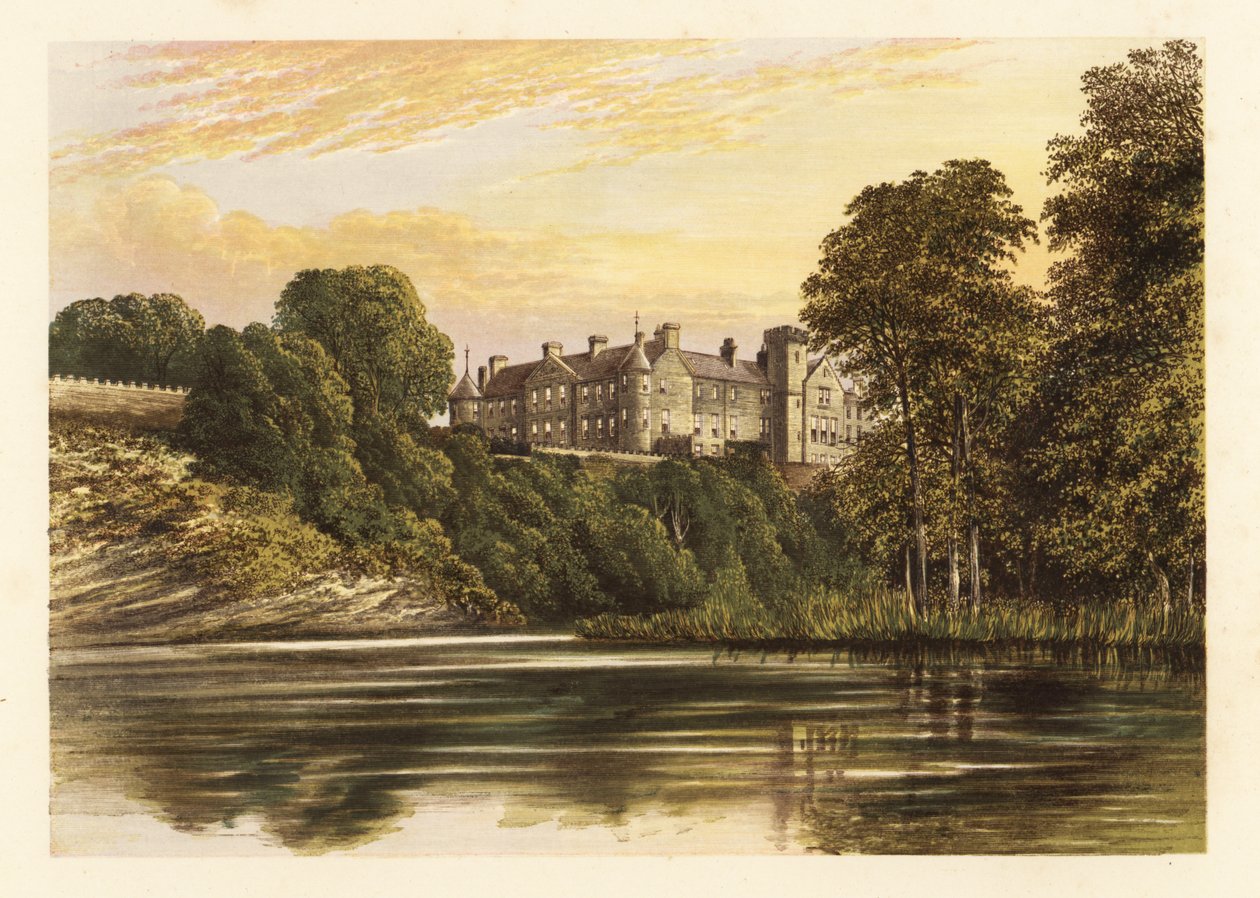 Brechin kastély, Angus, Skócia. ,1880 (metszet) alkotó: Alexander Francis (after) Lydon