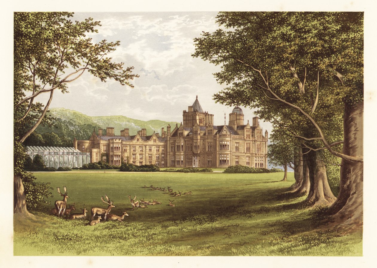 Holker Hall, Lancashire, Anglia. ,1880 (metszet) alkotó: Alexander Francis (after) Lydon