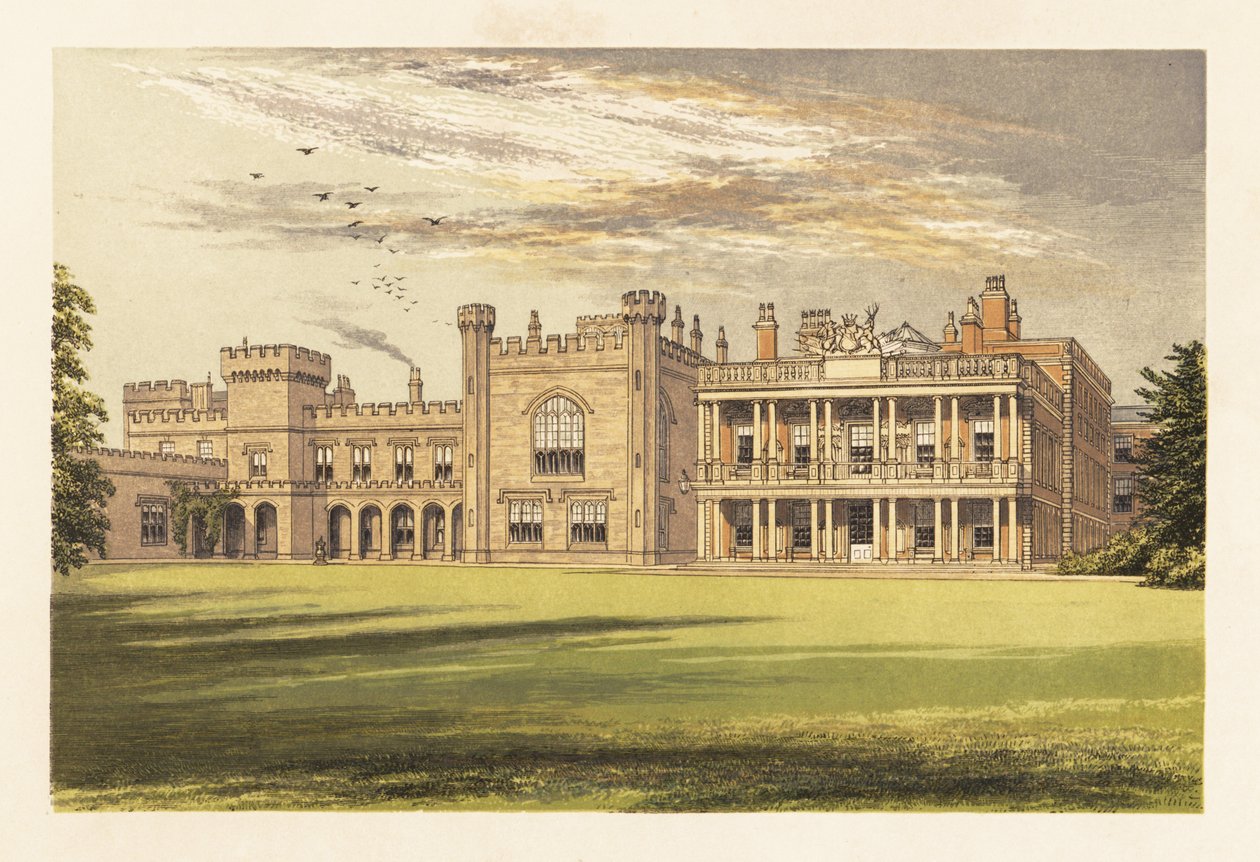 Knowsley Hall, Lancashire, Anglia. ,1880 (metszet) alkotó: Alexander Francis (after) Lydon