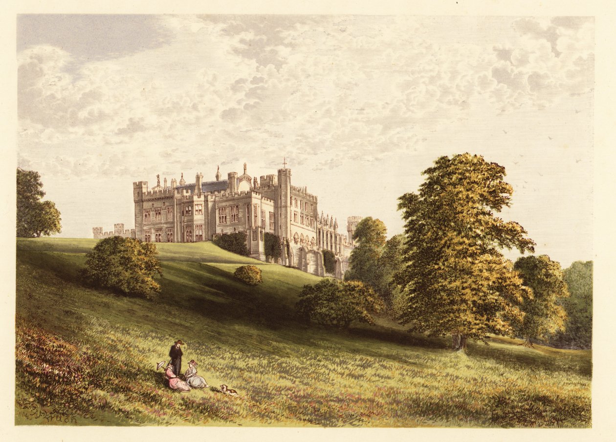Lambton kastély, Durham megye, Anglia. ,1880 (metszet) alkotó: Alexander Francis (after) Lydon