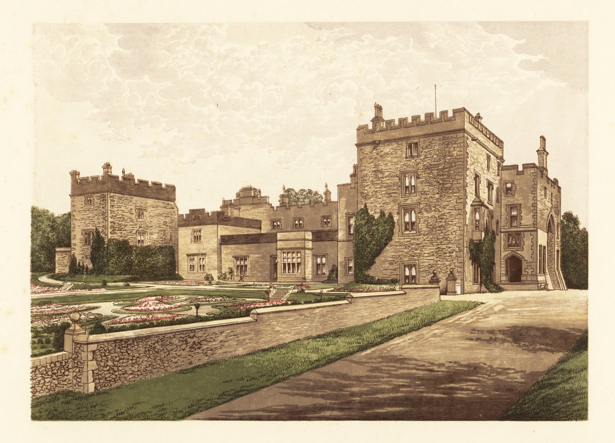 Muncaster kastély, Cumbria, Anglia. ,1880 (metszet) alkotó: Alexander Francis (after) Lydon