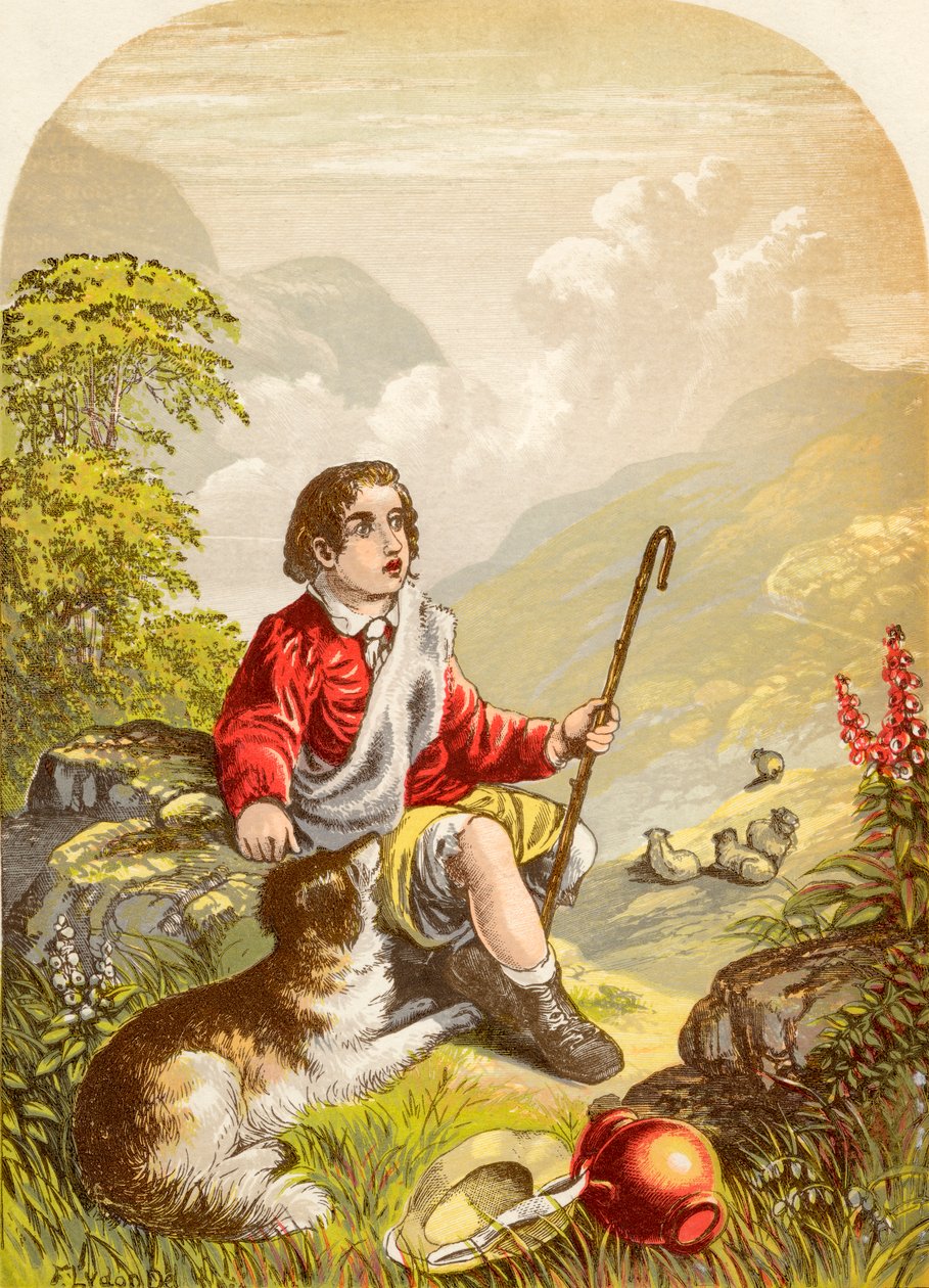 A Pásztorfiú a megaláztatás völgyében, John Bunyan A zarándokok haladásából, 1880 körül alkotó: Alexander Francis Lydon