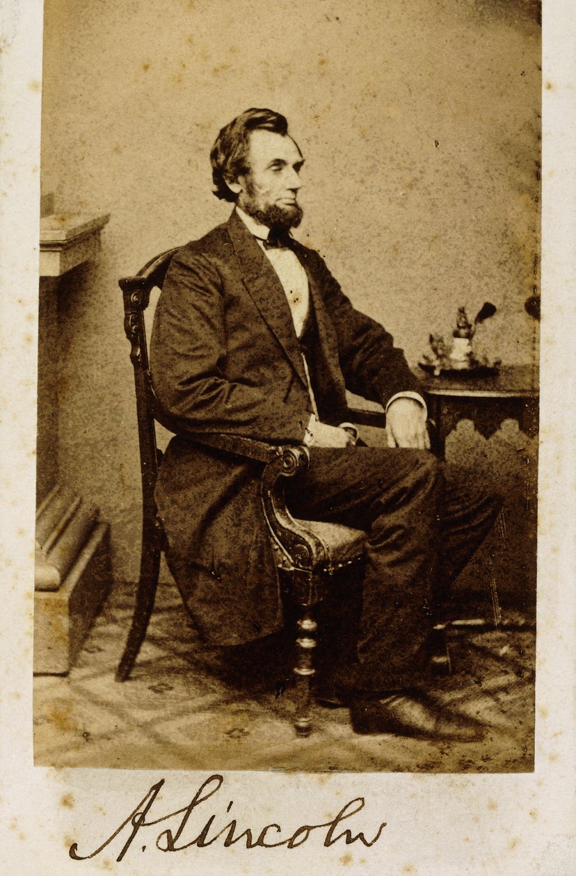 Abraham Lincoln aláírt kártyás fényképe, 1861 alkotó: Alexander Gardner