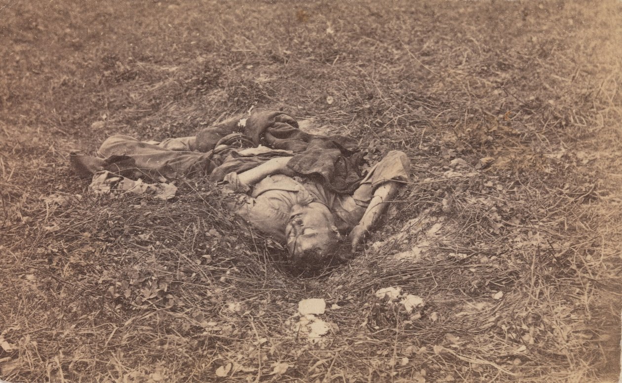 Konföderációs katona [az antietami csatatéren], 1862. szeptember. alkotó: Alexander Gardner