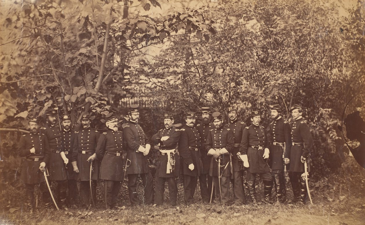 McClellan tábornok és személyzet, kb. 1863. alkotó: Alexander Gardner.