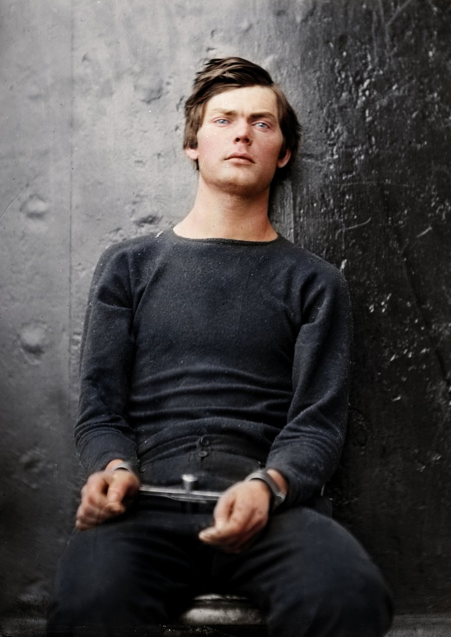 Lewis Powell csuklóvasalóban a USS Saugus fedélzetén, 1865 alkotó: Alexander Gardner