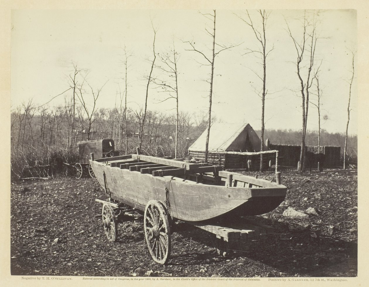 Pontonhajó, Brandy állomás, Virginia, 1864. február. alkotó: Alexander Gardner
