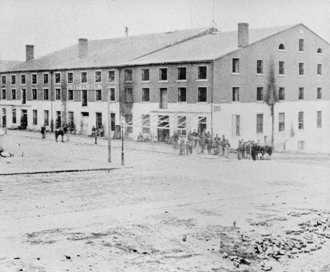 A Konföderációs Libby-i börtön hadifoglyok számára Richmondban, Virginia államban (f/w fotó) alkotó: Alexander Gardner
