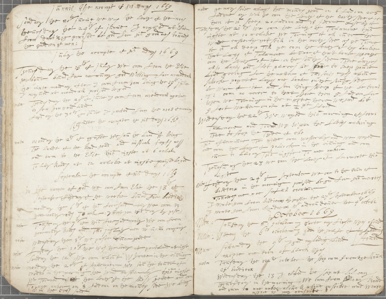 Alexander Gillespie folyóirata, 1669 alkotó: Alexander Gillespie
