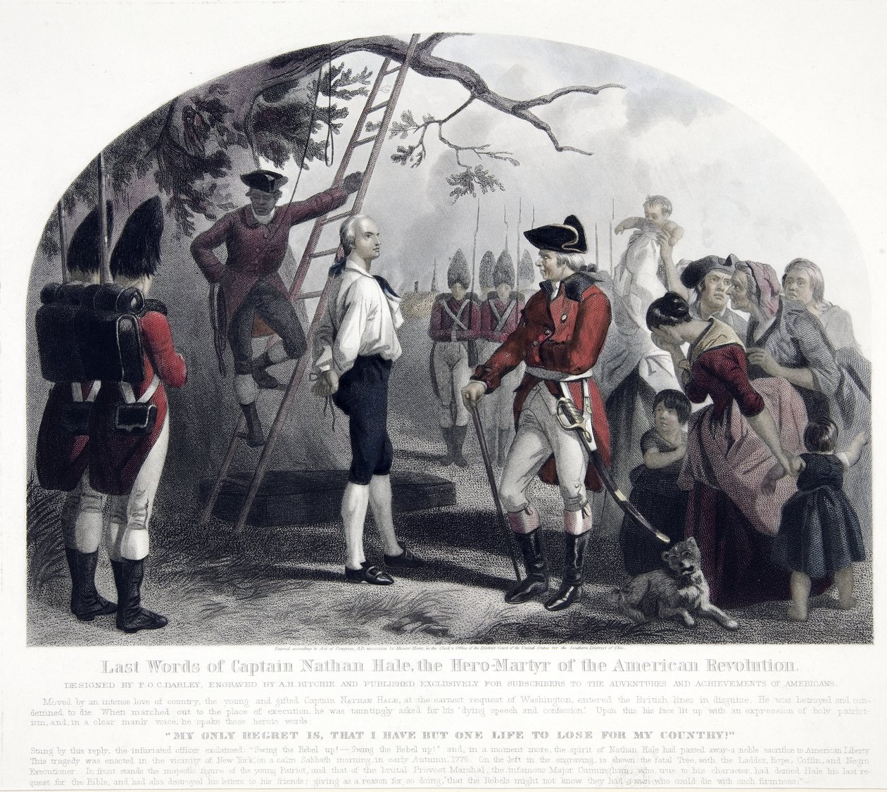 Nathan Hale kapitány utolsó szavai, kocsma. 1858 (kézzel színezett metszet) alkotó: Alexander Hay Ritchie
