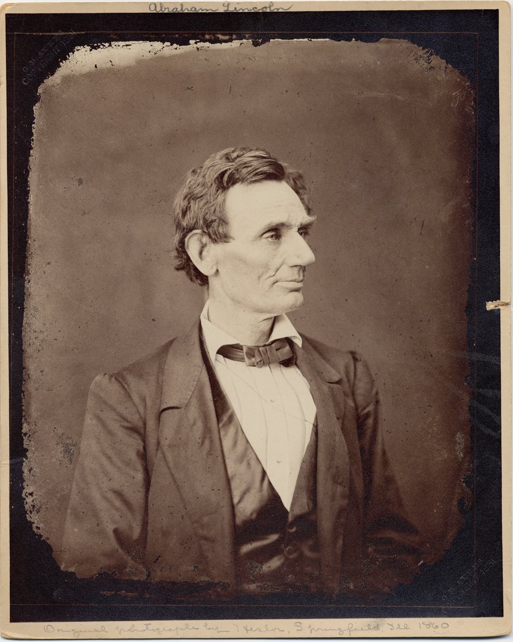 Abraham Lincoln (1809-65), az Egyesült Államok 16. elnöke, Alexander Hesler fotója után készült másolat, 1860 (albumin fotó) alkotó: Alexander Hesler