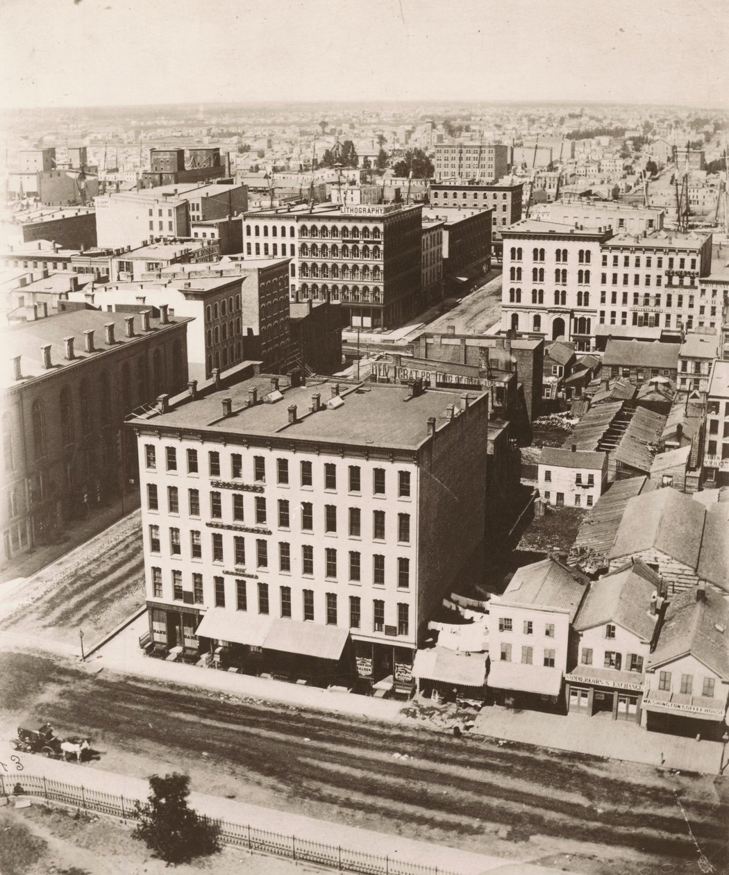 Nézd északnyugati irányban a chicagói bíróság kupolájából, 1858-ban alkotó: Alexander Hesler