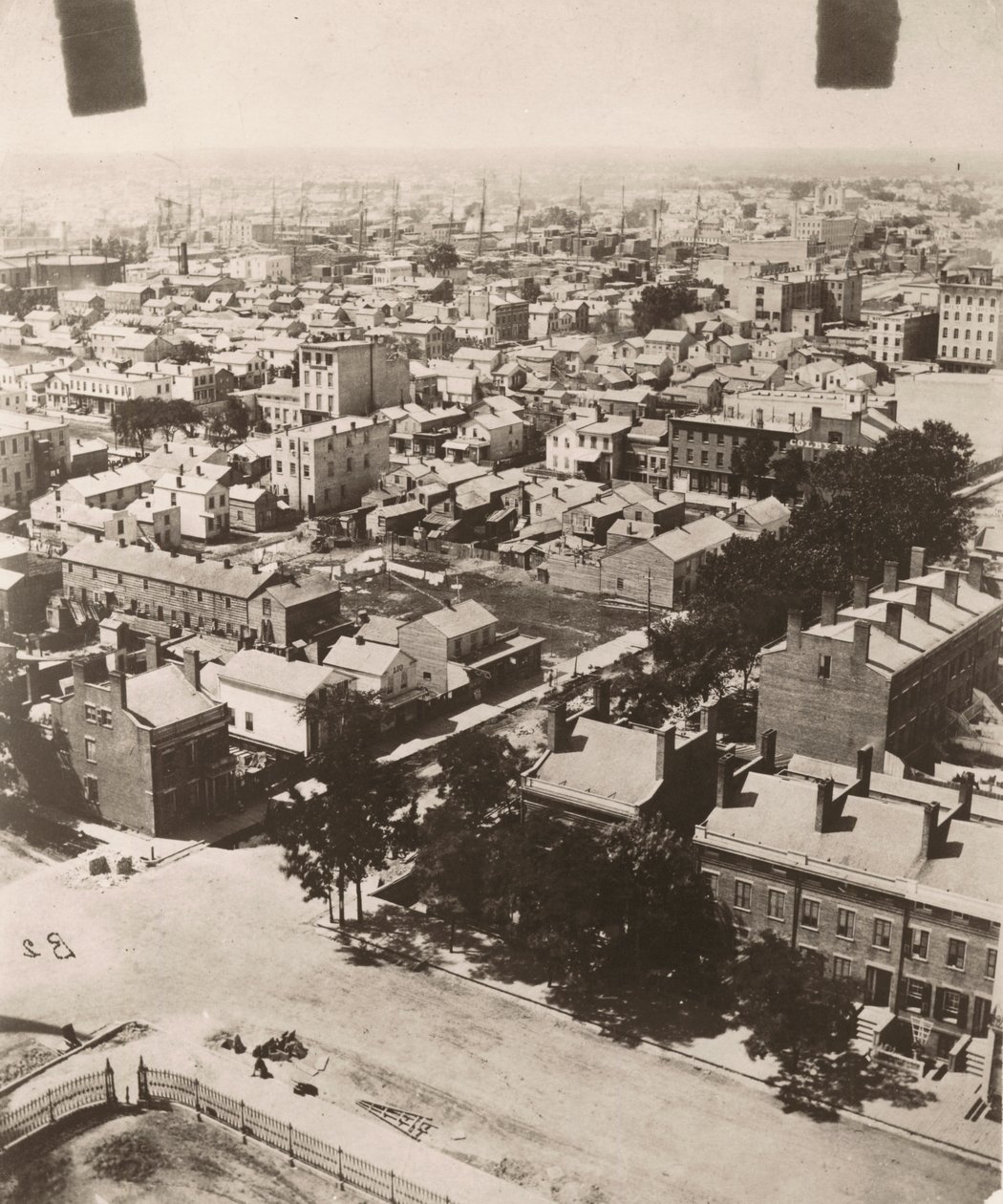 Kilátás délnyugati irányba a chicagói bíróság kupolájából, 1858-ban alkotó: Alexander Hesler