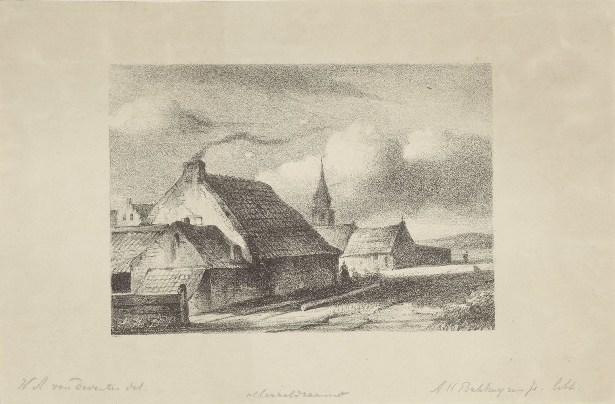Házak és egy templomtorony Katwijkben alkotó: Alexander Hieronymus Bakhuyzen (II)