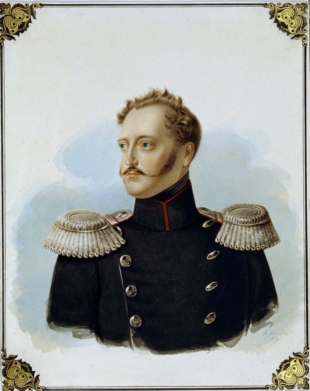 I. Miklós orosz császár portréja (1796-1855) (I. Miklós császár portréja). Alexander Ivanovich Klunder (1802-1875) munkája, akvarell és fehér kartonon alkotó: Alexander Ivanovich Klünder