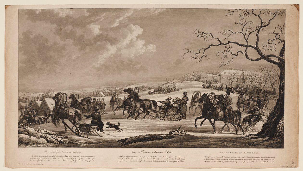 Szánkóverseny a Krasny Kabachok Vörös Tavernában, 1814 alkotó: Alexander Ivanovich Sauerweid