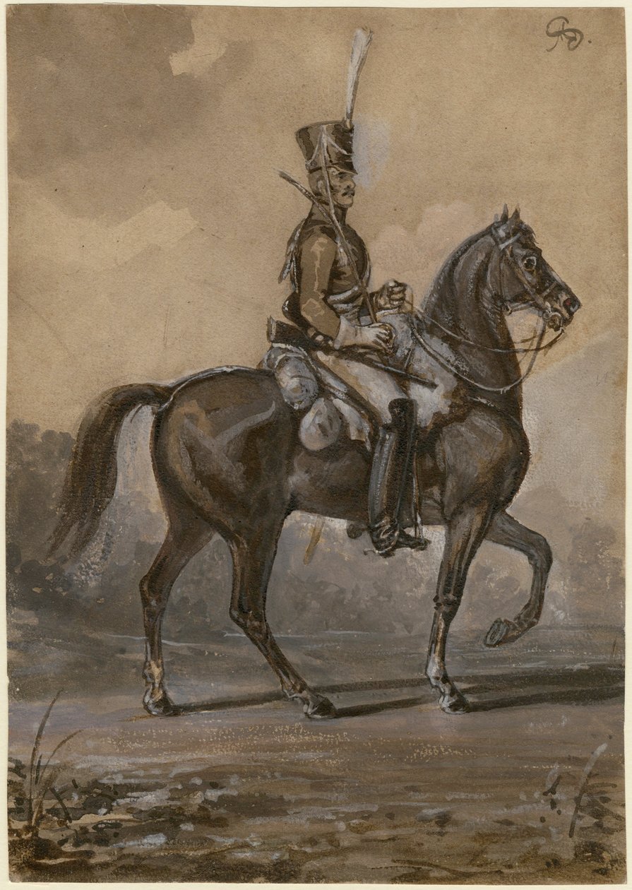 Orosz dragonyos - Sauerweid, Alekszandr Ivanovics (1783-1844) - 1820 - Akvarell papíron - 22,9x16,2 - Magángyűjtemény alkotó: Alexander Ivanovich Sauerweid