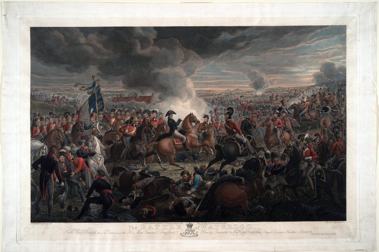 A waterlooi csata - Sauerweid, Alekszandr Ivanovics (1783-1844) - 1819 - Rézkarc, akvarell - 61,6x91,3 - Magángyűjtemény alkotó: Alexander Ivanovich Sauerweid