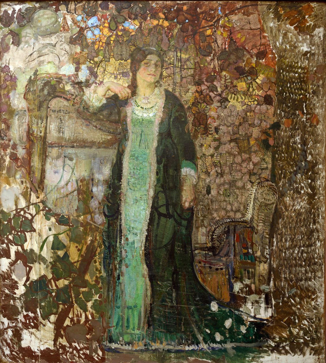 Hárfás. Tatiana Sergeevna Bartseva (1886-1984) portréja, par Savinov, Alekszandr Ivanovics (1881-1942) alkotó: Alexander Ivanovich Savinov
