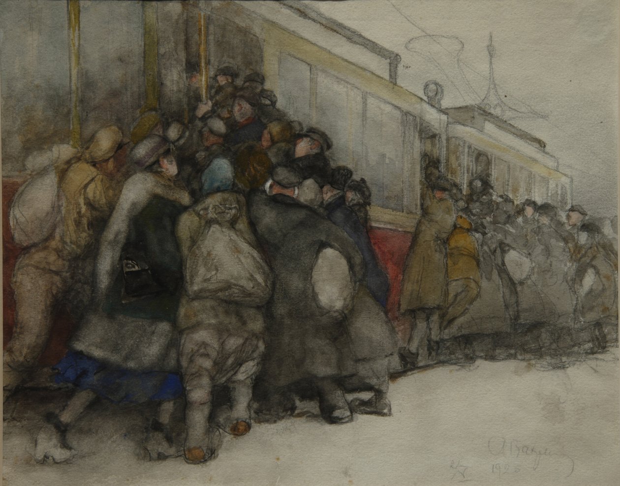 A villamoson, 1920 alkotó: Alexander Ivanovich Vakhrameyev
