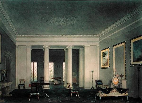 Greek Revival Double Parlor, 1845 körül (akvarell, papír) alkotó: Alexander Jackson Davis