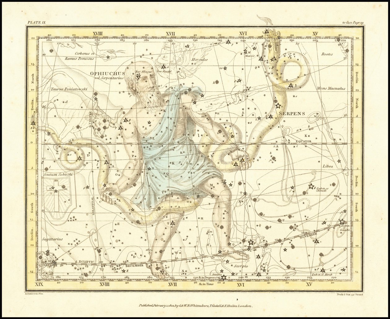 1822 - Alexander Jamieson - Ophiuchus és Kígyó (és Scutum Sobieski) alkotó: Alexander Jamieson