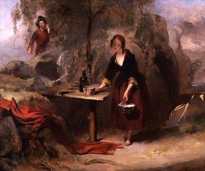 Alice, Donald Beanham lánya reggelit készít Edward Waverley-nek (olaj, vászon) alkotó: Alexander Johnston