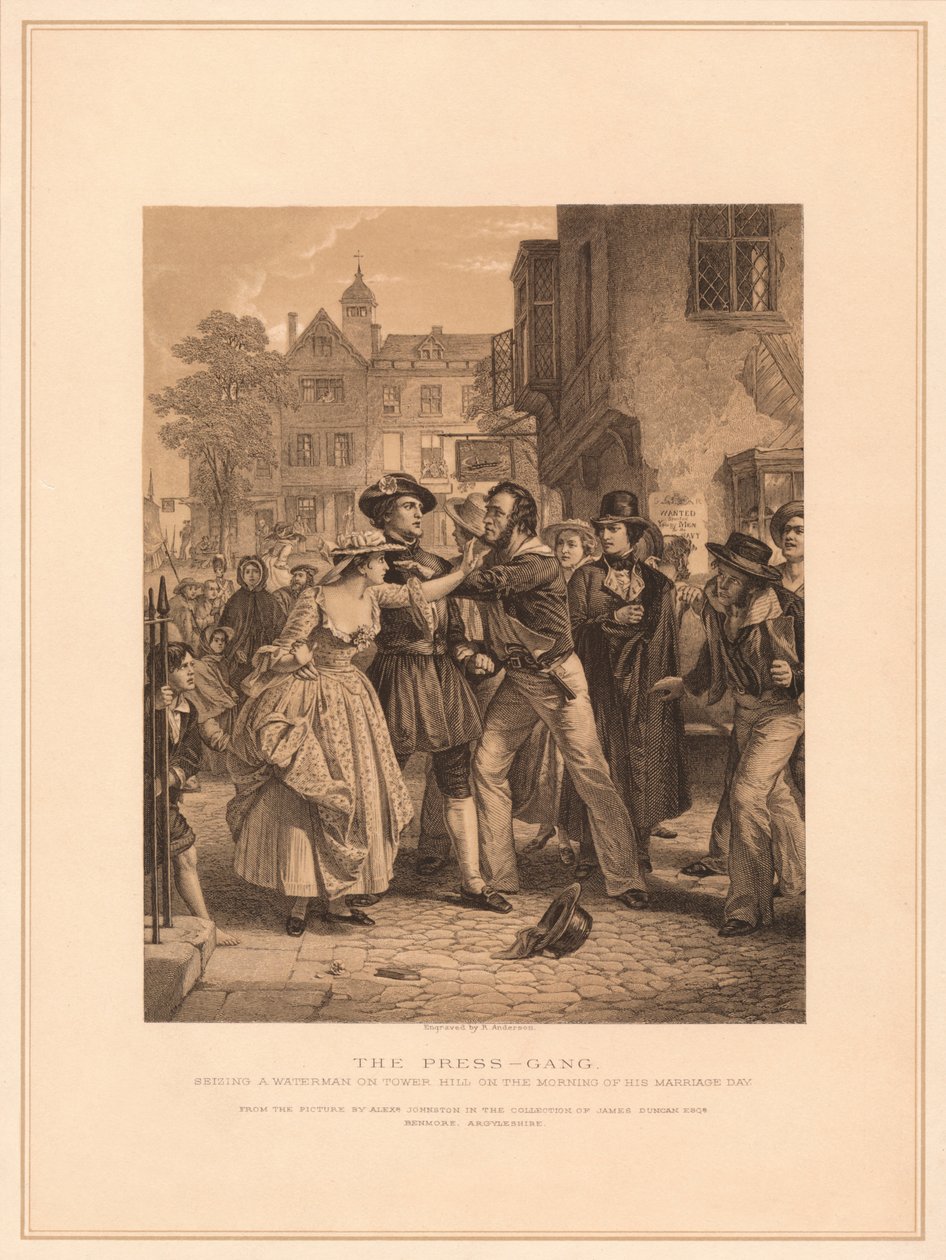 A sajtóbanda: Egy víziember elfogása a Tower Hillen házassága reggelén, 1878 alkotó: Alexander Johnston