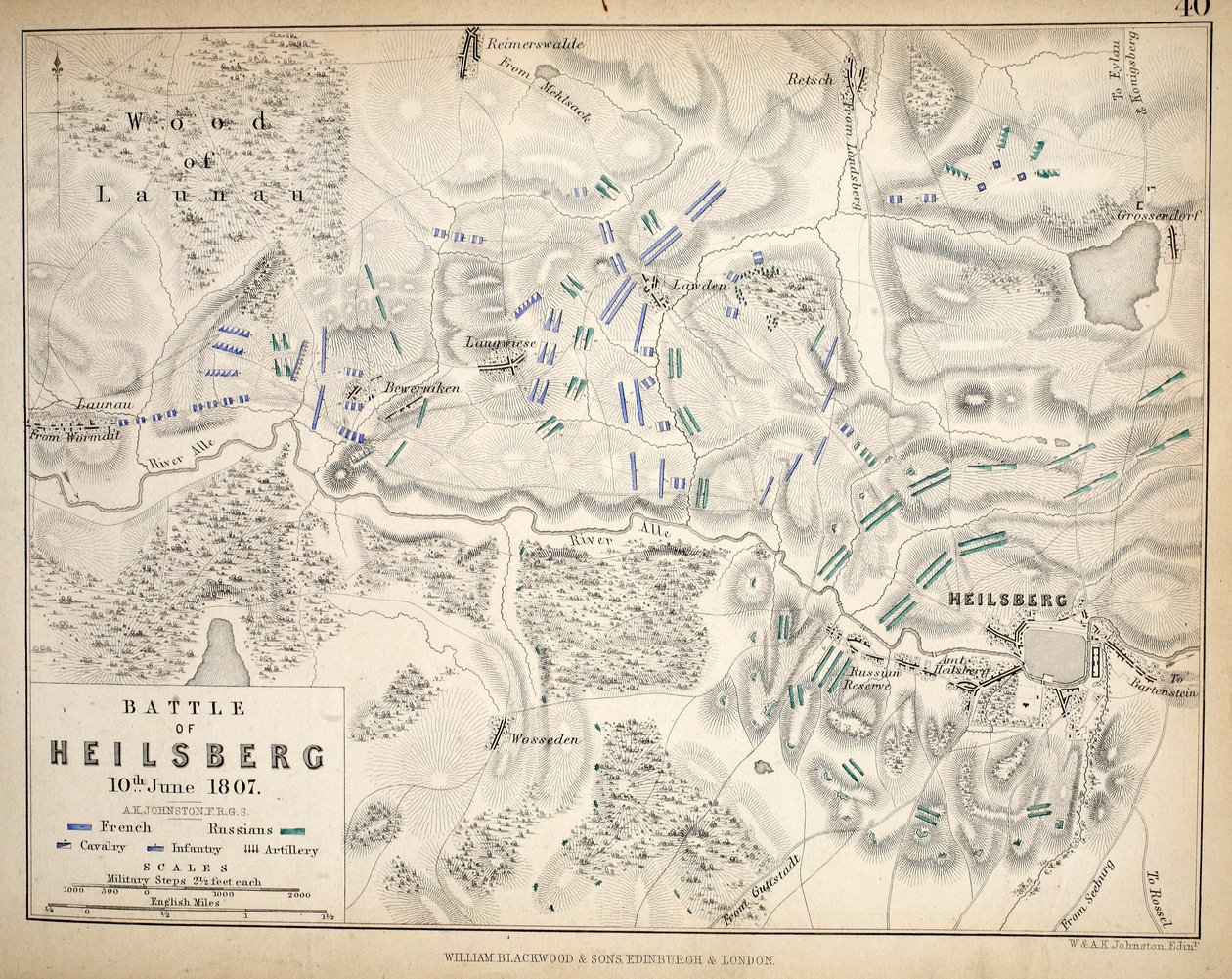 A Heilsberg térképe, kiadó: William Blackwood and Sons, Edinburgh és London, 1848 (kézzel színezett metszet) alkotó: Alexander Keith Johnston