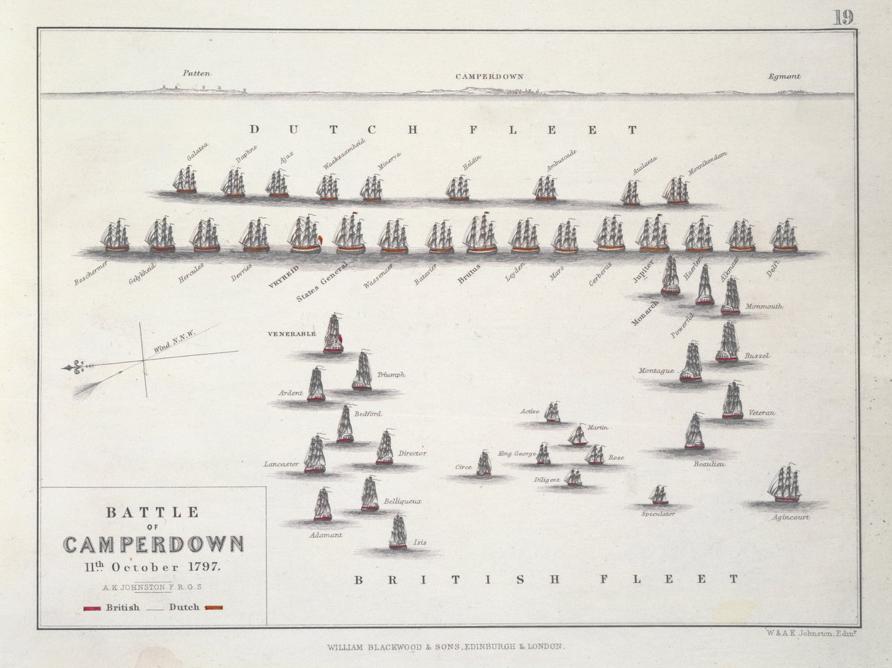 A camperdowni csata terve, 1797. október 11., 1830-as évek alkotó: Alexander Keith Johnston