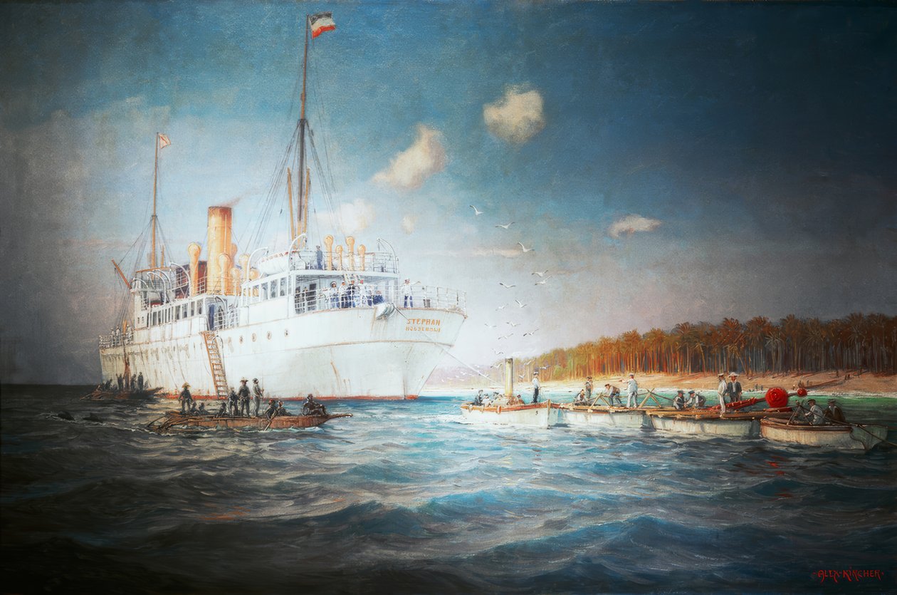 Stephan kábelgőzös Yap Caroline szigetén 1905 alkotó: Alexander Kircher