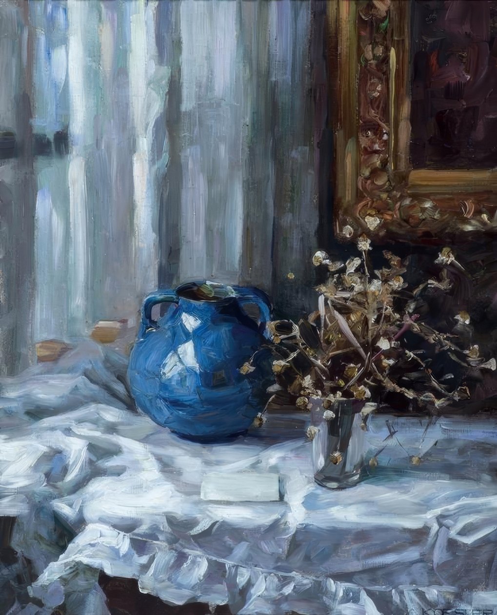 A.Koester, Csendélet kék vázával alkotó: Alexander Köster