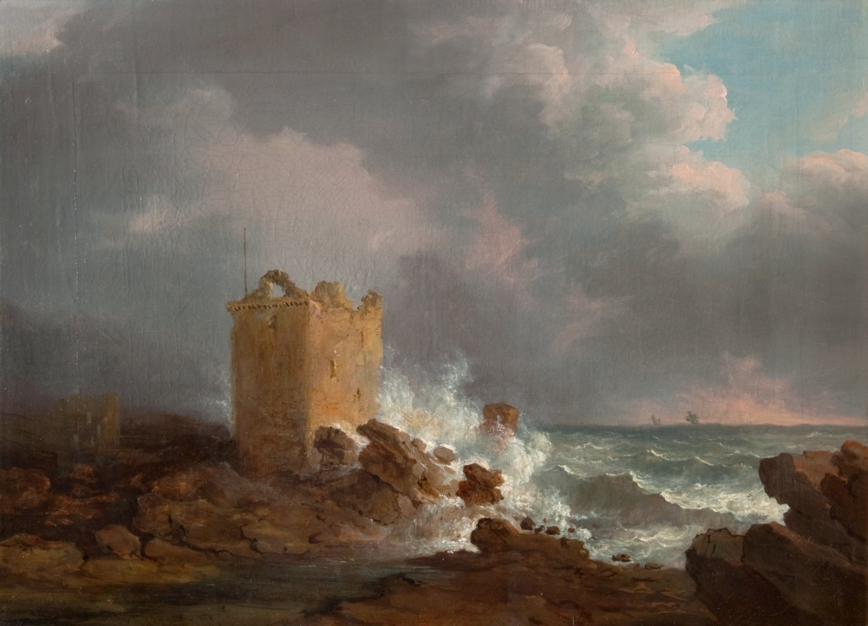 Broughty kastély vihar közben, 1810 körül (olaj, vászon) alkotó: Alexander Nasmyth
