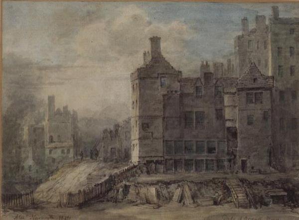 Duke of Argyll House, Edinburgh (akvarell, papír) alkotó: Alexander Nasmyth