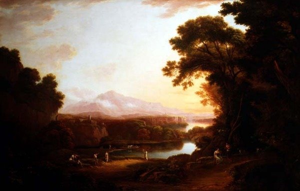 Olasz táj táncoló parasztokkal (olaj, vászon) alkotó: Alexander Nasmyth